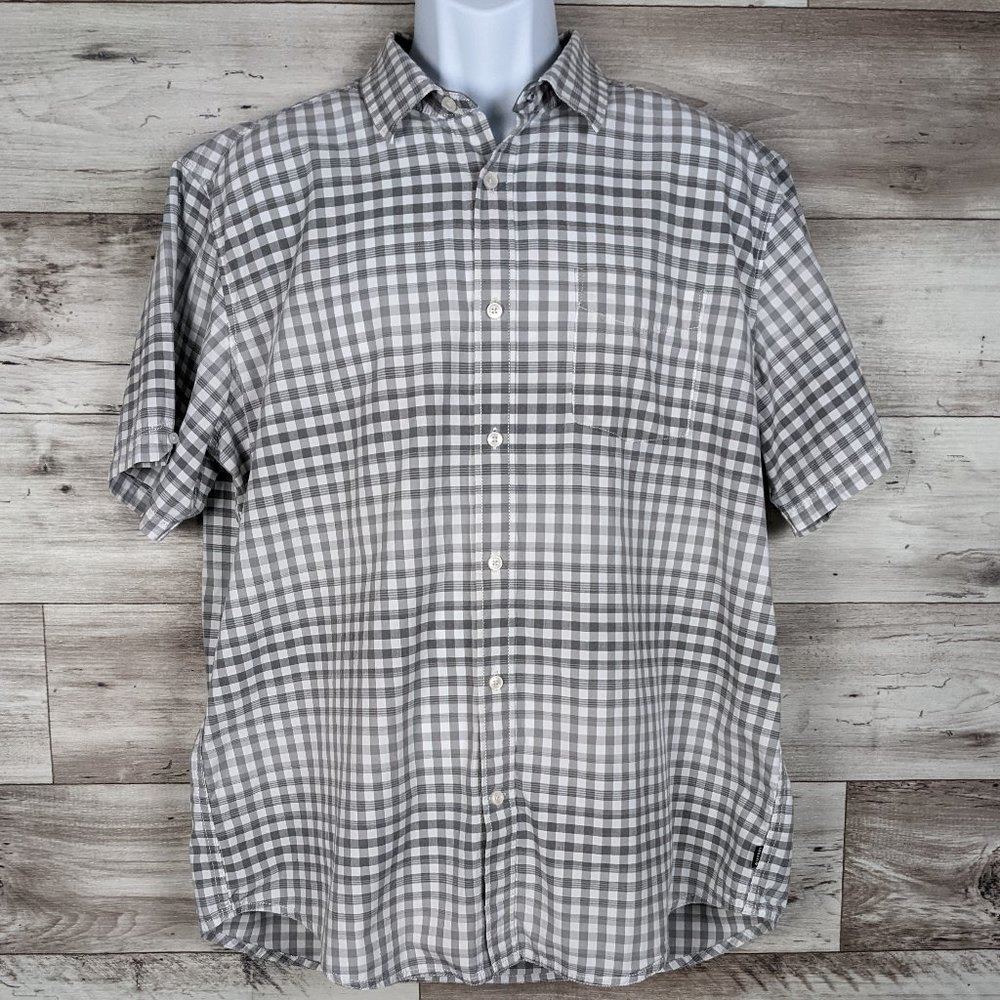 UNION* Men's Short Sleeve Button Down Curved Hem Chest Pocket Shirt~ Size XL